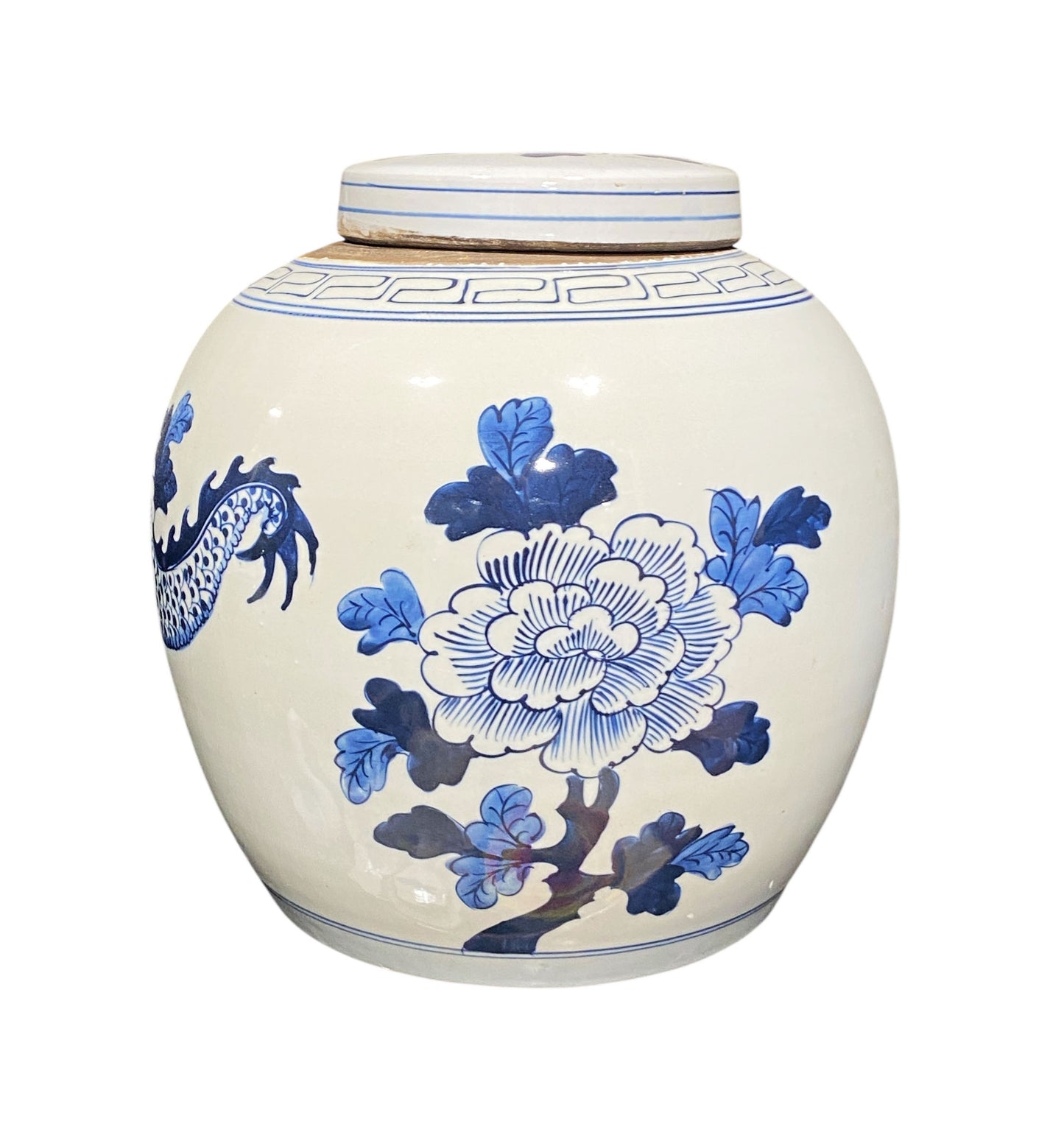 #2319 Chinoiserie Blue & White Dragon Ginger Jar 12" H