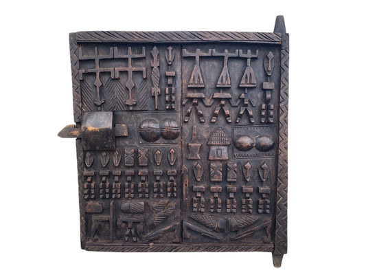 #6831 Vintage Granary Dogon Door w/Nomoo Ancestors  Mali African 25" H