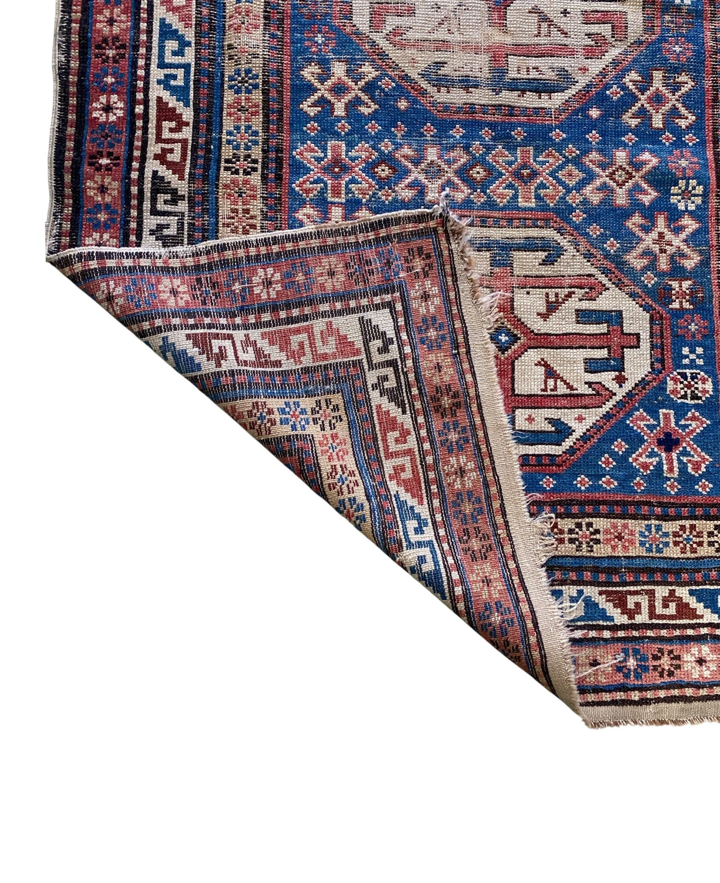 #519 Antique Kazak Handwoven Tribal Rug 38.5" by 68"