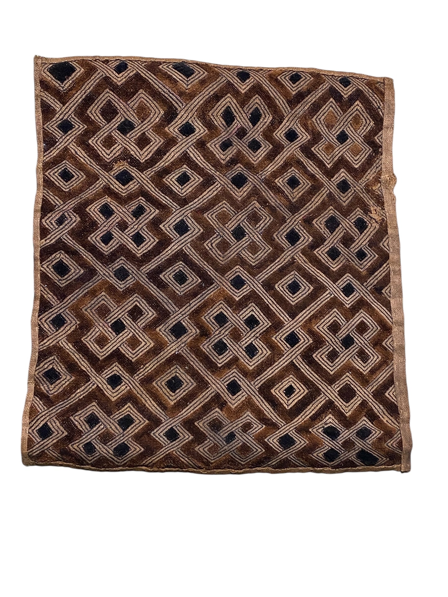 #6700 Vintage  African Kuba Kasai Velvet Raffia Textile Zaire 23" by 25"