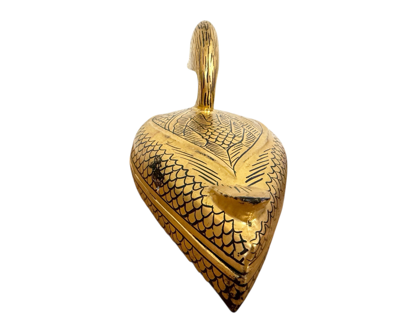 #631 Vintage Burmese Gold Painted Wood Lacquered Duck Trinket Box