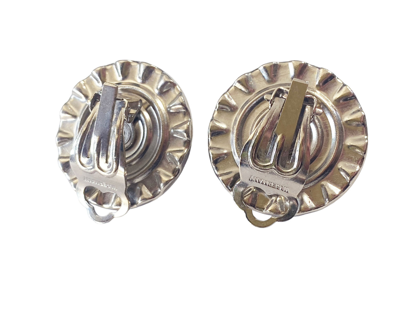 #6115 Vintage West Germany clip-on Silver Tone Earrings