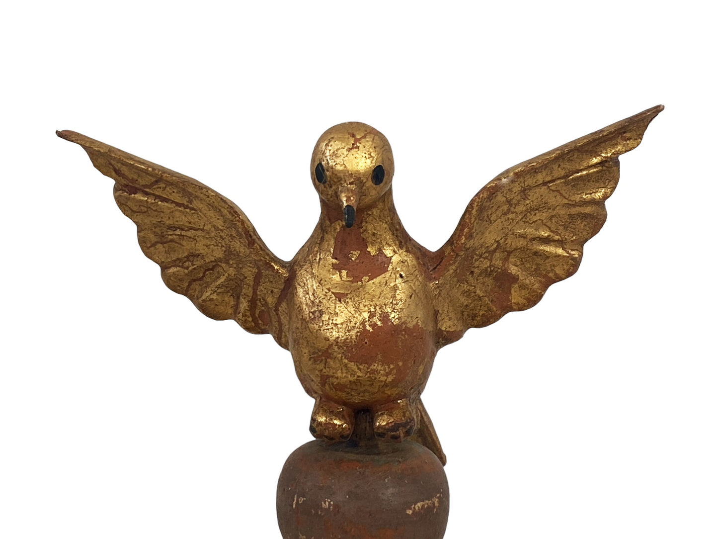 #6128 Carved Wood Dove the Holy Spirit Sculpture on Finial 7" H