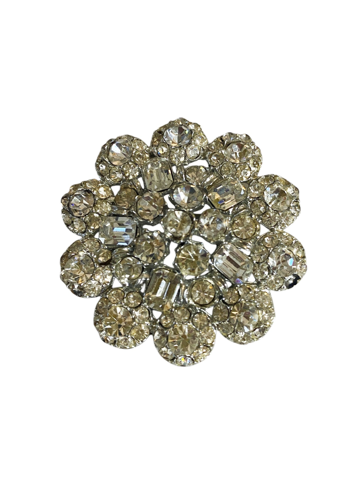 #6306 Vintage Silver Tone Diamanté Clear Rhinestone  Pin Brooch