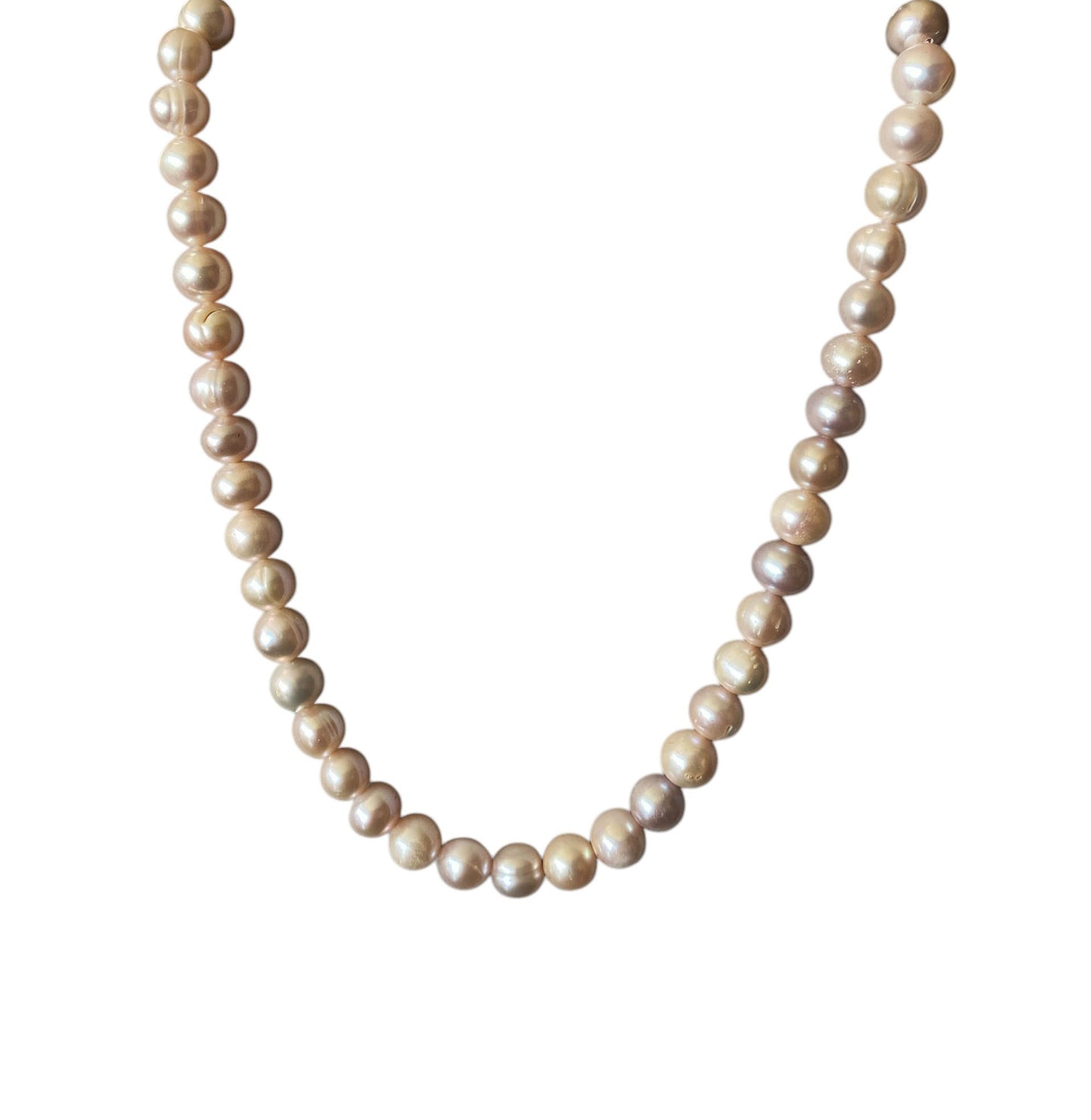 #6322 Genuine Pinkish /grayish  Pearl Necklace Cultured Freshwater 17" long