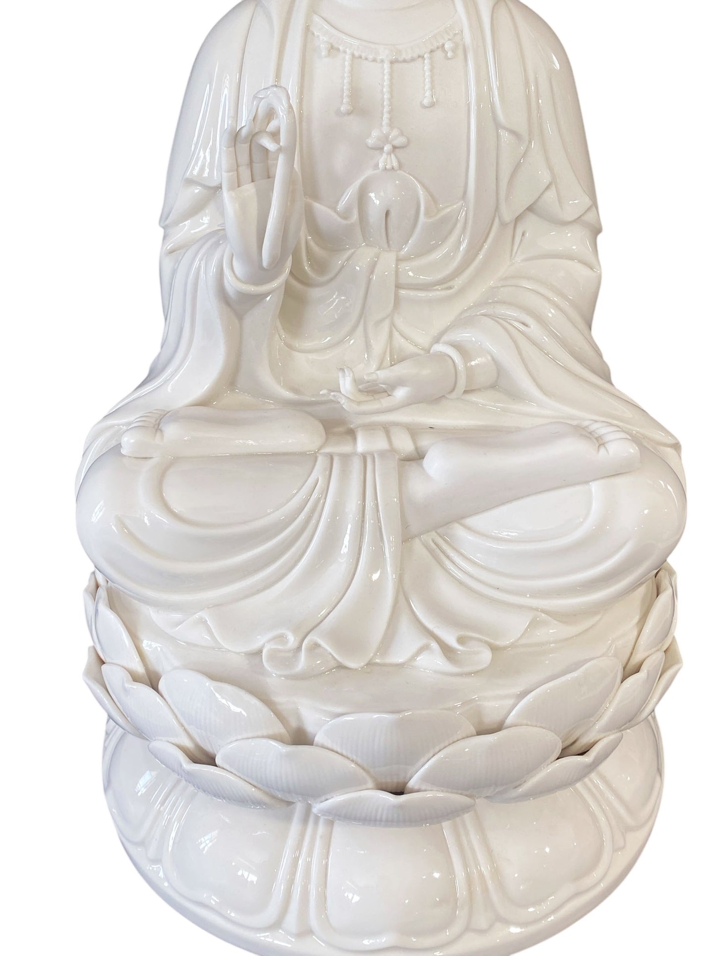 #6366 Vintage Blanc De Chine Porcelain Guanyin Statue China 16.5"H