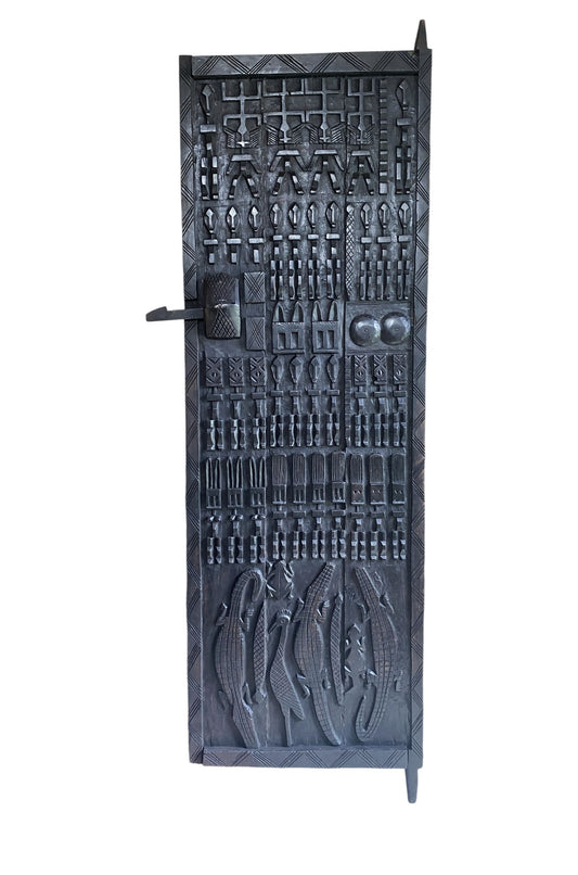 #6825 Dogon Crocodiles Door With Figures Mali African 78" H