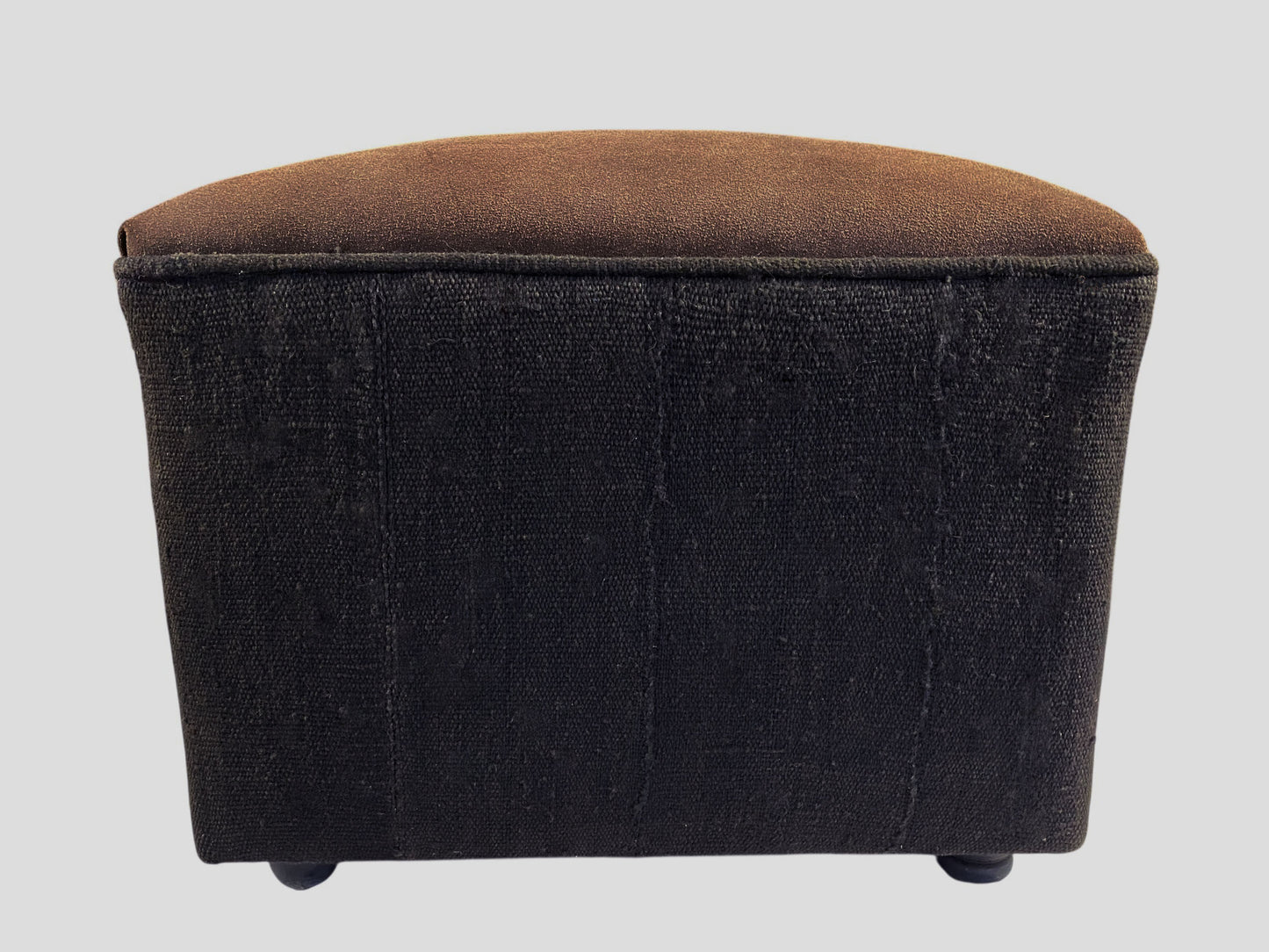 #3810 Custom Made W/African Mud Cloth and Cowhide Leather Ottoman 18.5"W by 16" H
