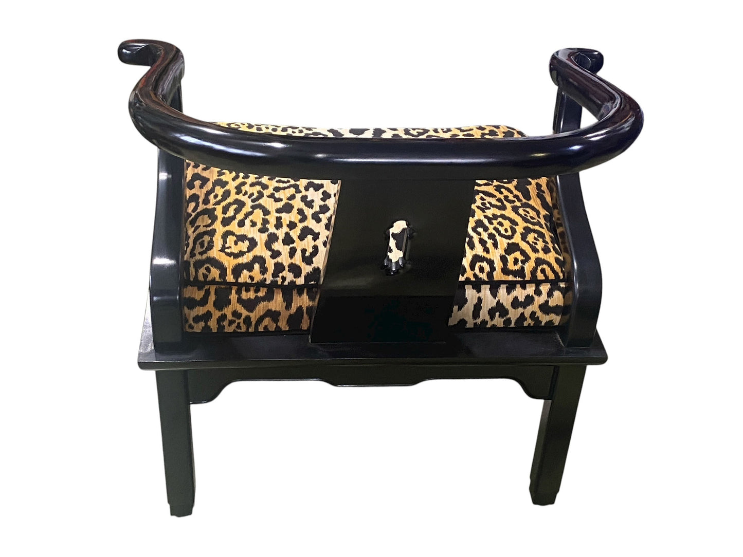 #209 1960's James Mont Style Chinese Black Lacquer Horseshoe Back Club Chair