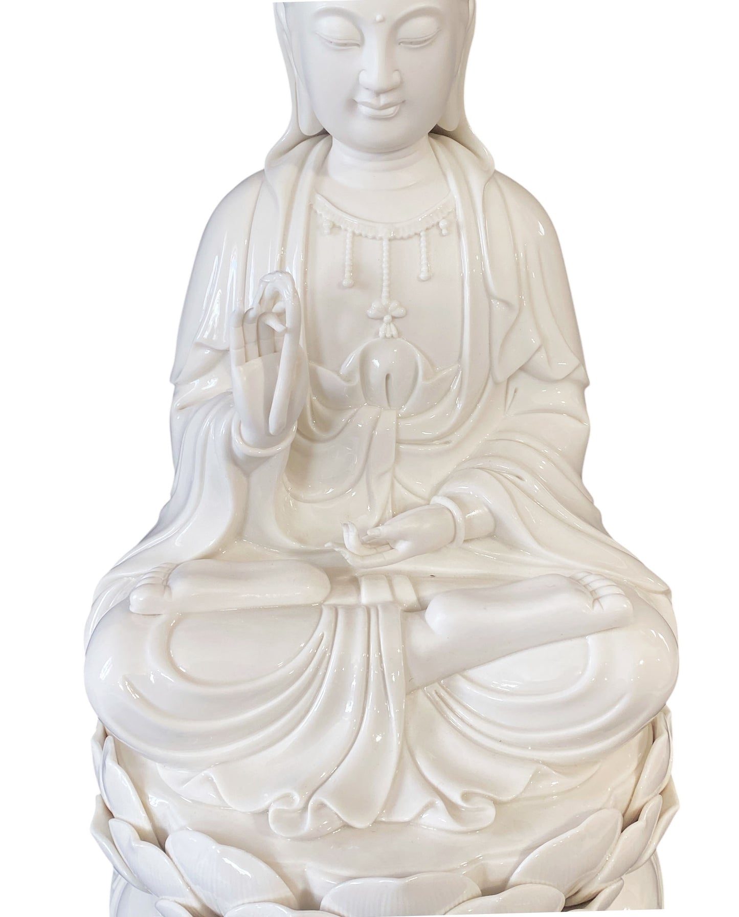 #6366 Vintage Blanc De Chine Porcelain Guanyin Statue China 16.5"H