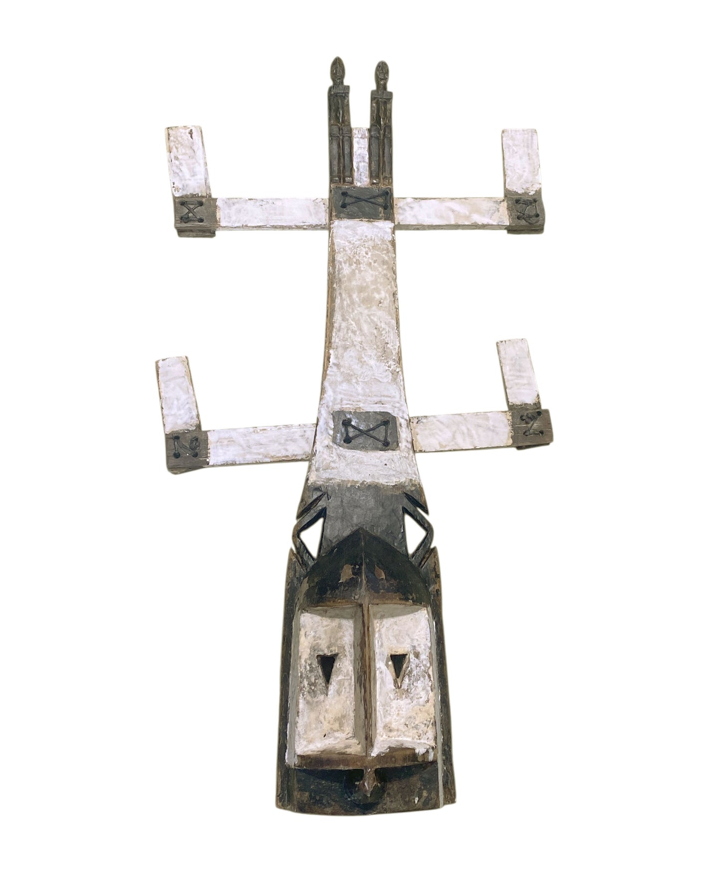 #1153 LG 20th C Kanaga Initiation Mask  Dogon Mali West africa 39" H