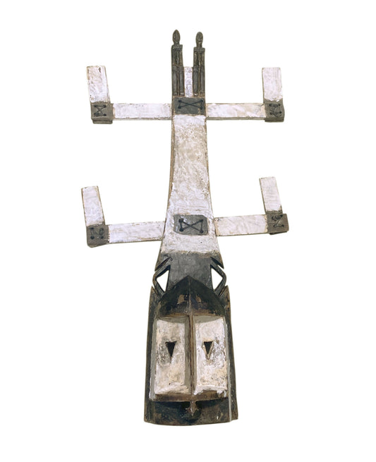 #1153 LG 20th C Kanaga Initiation Mask  Dogon Mali West africa 39" H