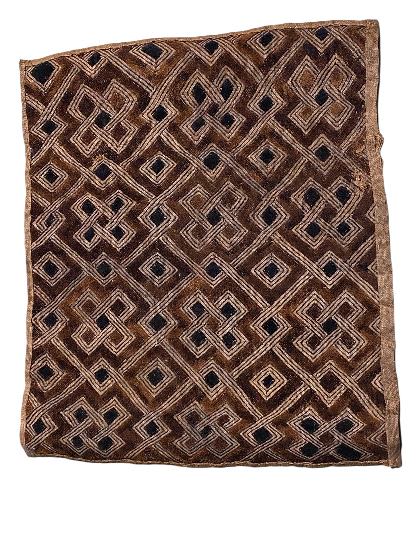 #6700 Vintage  African Kuba Kasai Velvet Raffia Textile Zaire 23" by 25"