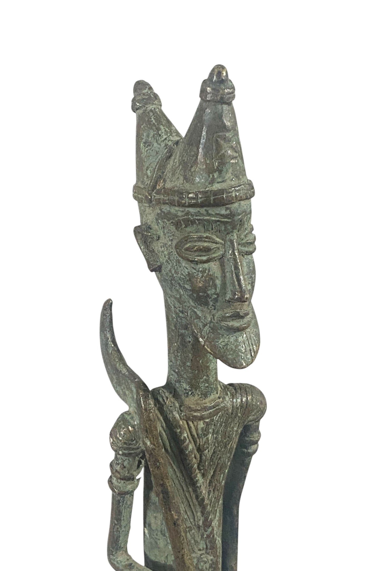 #1197Vintage Dogon Bronze Standing Male  Figure Sculpture Giacometti Style Mali 17" H