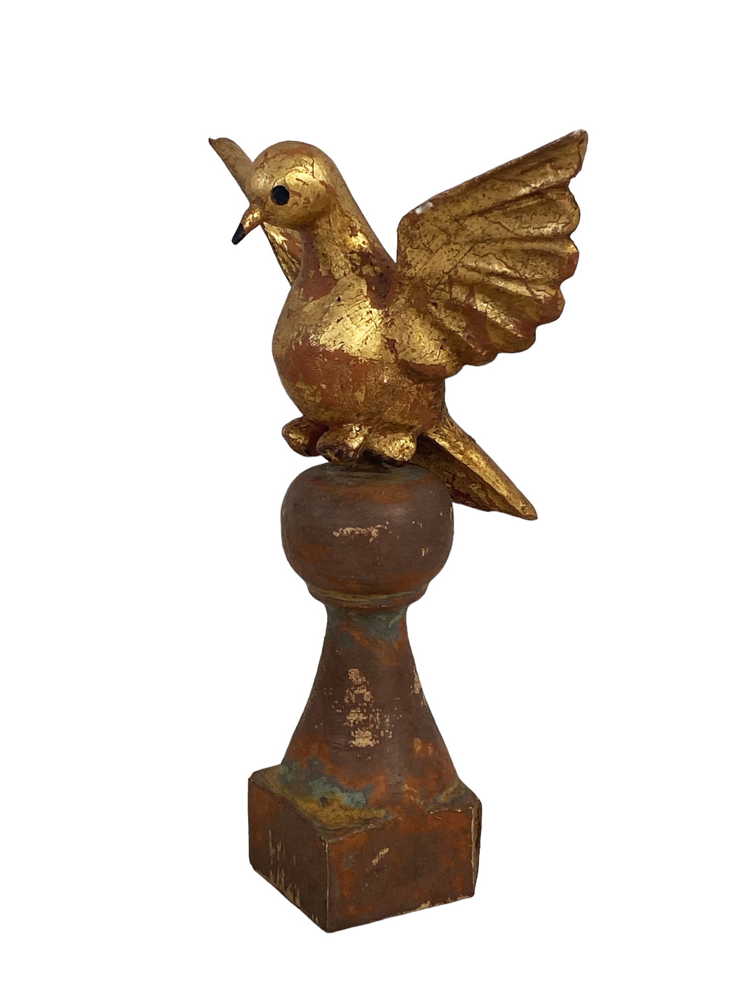 #6128 Carved Wood Dove the Holy Spirit Sculpture on Finial 7" H