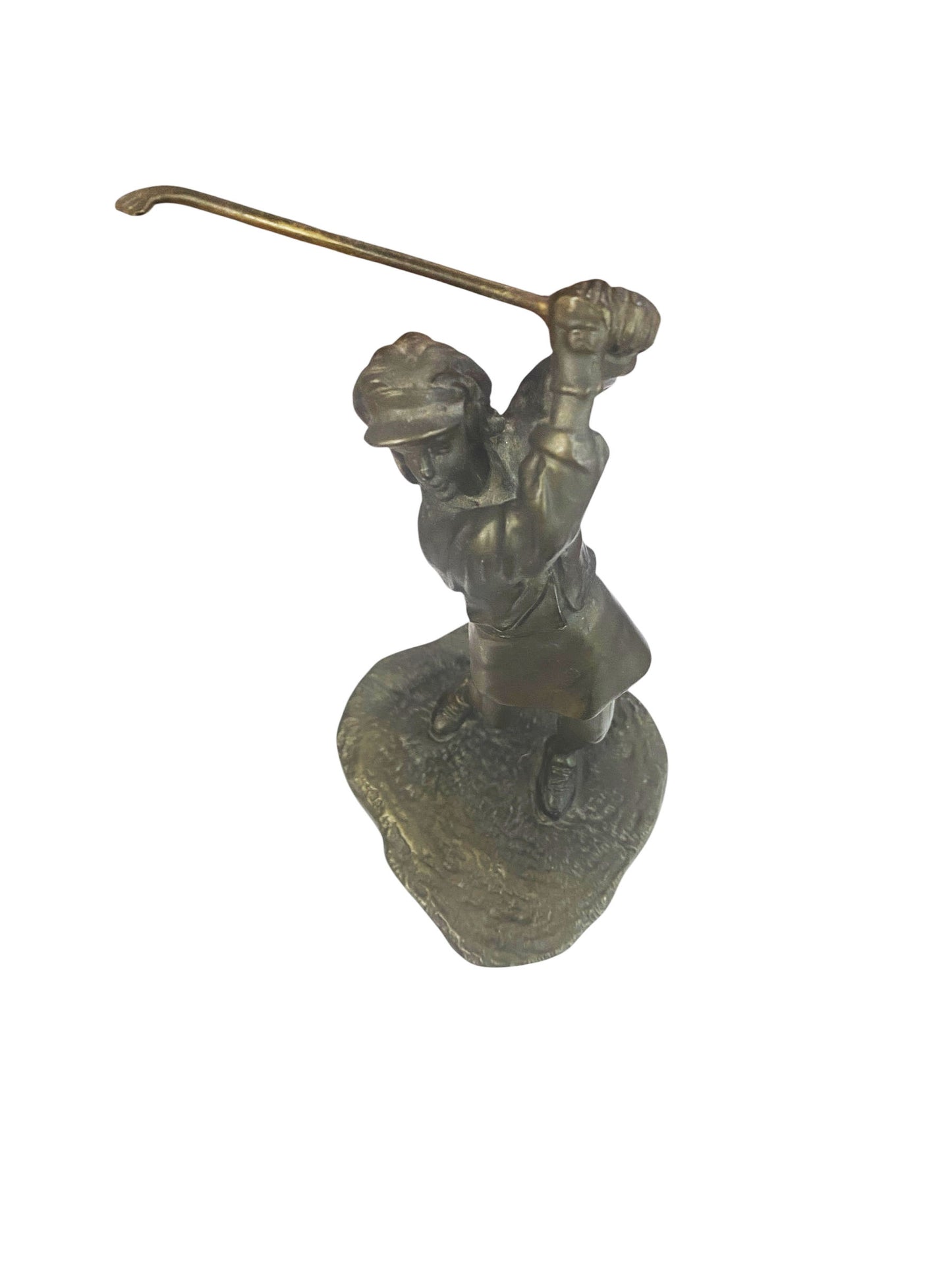 #90 Vtg Bronze Sculpture 9" Female Golfer on Base