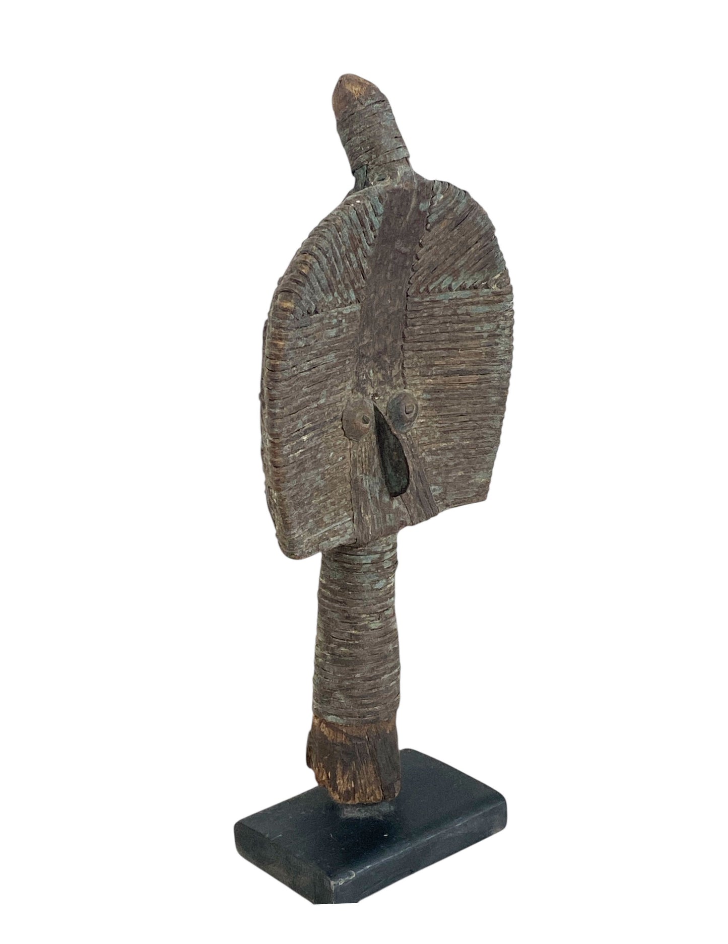 #1139 Rare Old African Bakota Figure Brass Of A Naga  Gabon on Stand 11.5" H