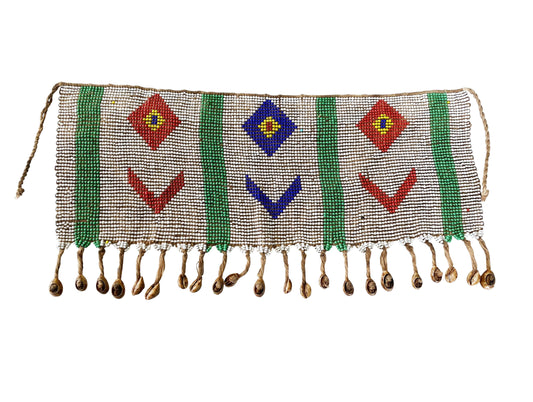 #6852 Vintage  Ceremonial Skirt Kirdi Beaded Cache Sex Pikuran Cameroon 18"