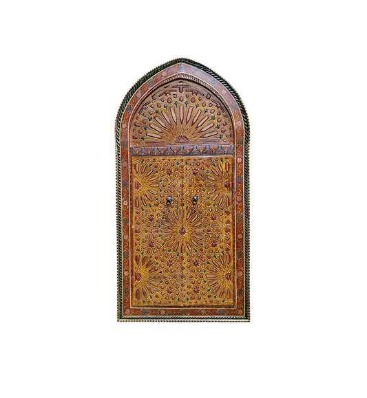 #196  Vintage Moroccan Arabesque design Hand-painted wall hanging  W/Doors  58.5" H