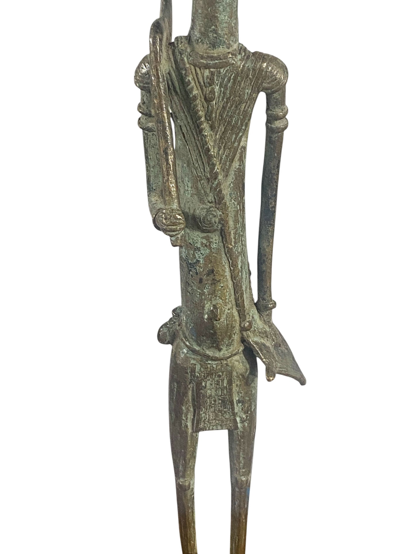 #1197Vintage Dogon Bronze Standing Male  Figure Sculpture Giacometti Style Mali 17" H