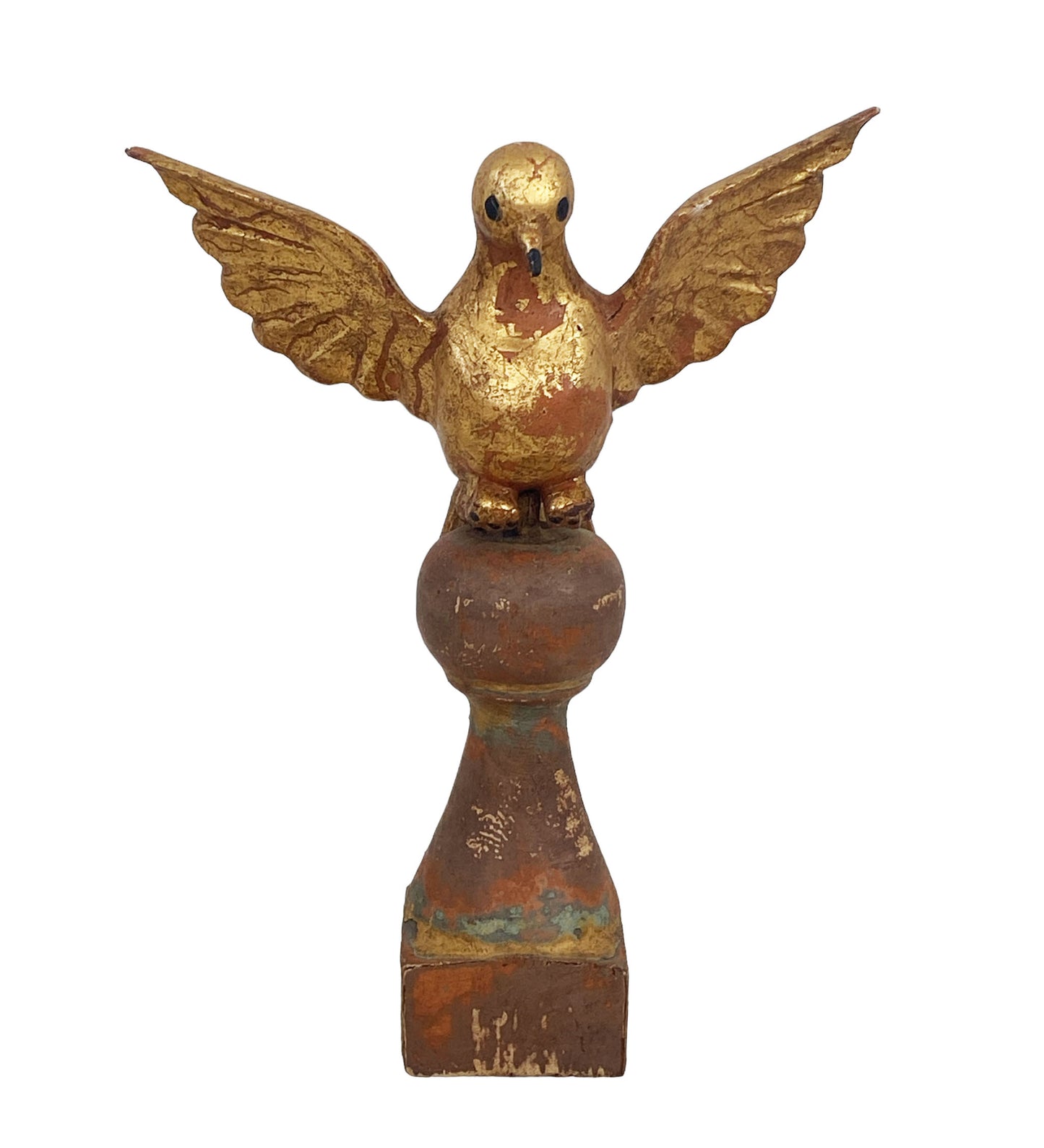 #6128 Carved Wood Dove the Holy Spirit Sculpture on Finial 7" H