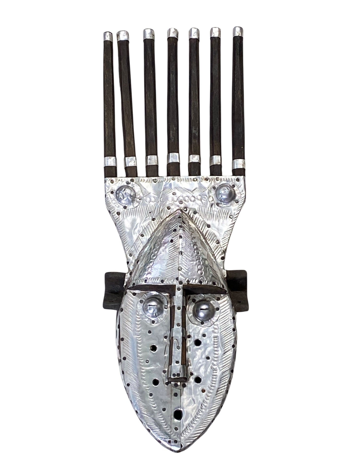 #7036 African Bamana Ntomo Marka Mask W/ Aluminum 21" H