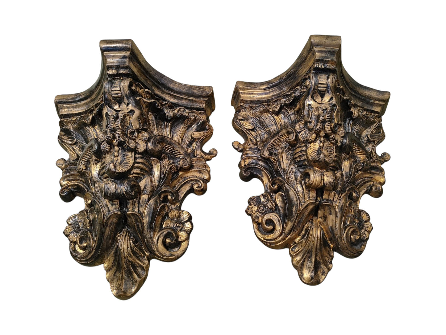#34 Ornate Rococo Style Wall Sconces Pair 13.5" H