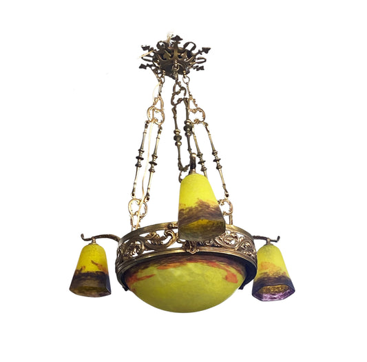 #53 French Art Deco Ceiling Light by  Verrerie d'Art Degué Paris  1930s