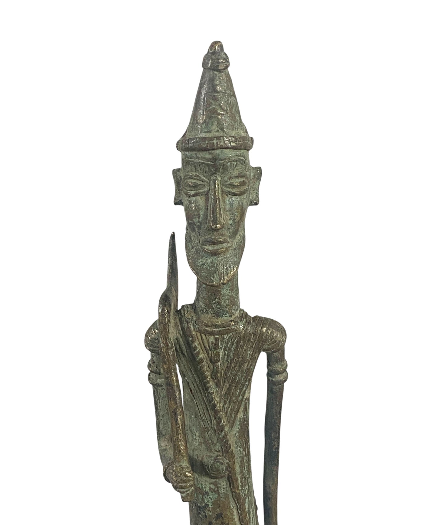 #1197Vintage Dogon Bronze Standing Male  Figure Sculpture Giacometti Style Mali 17" H