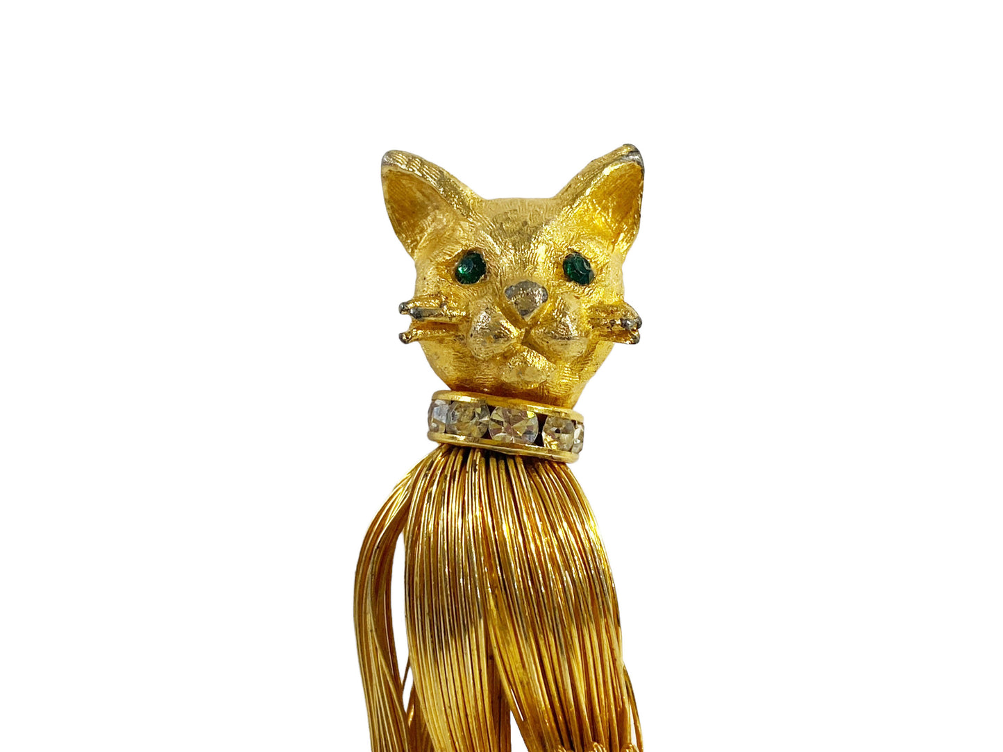 #5929  Vintage Gold Tone Wire Seated Cat Pin /Brooch 2.25" H