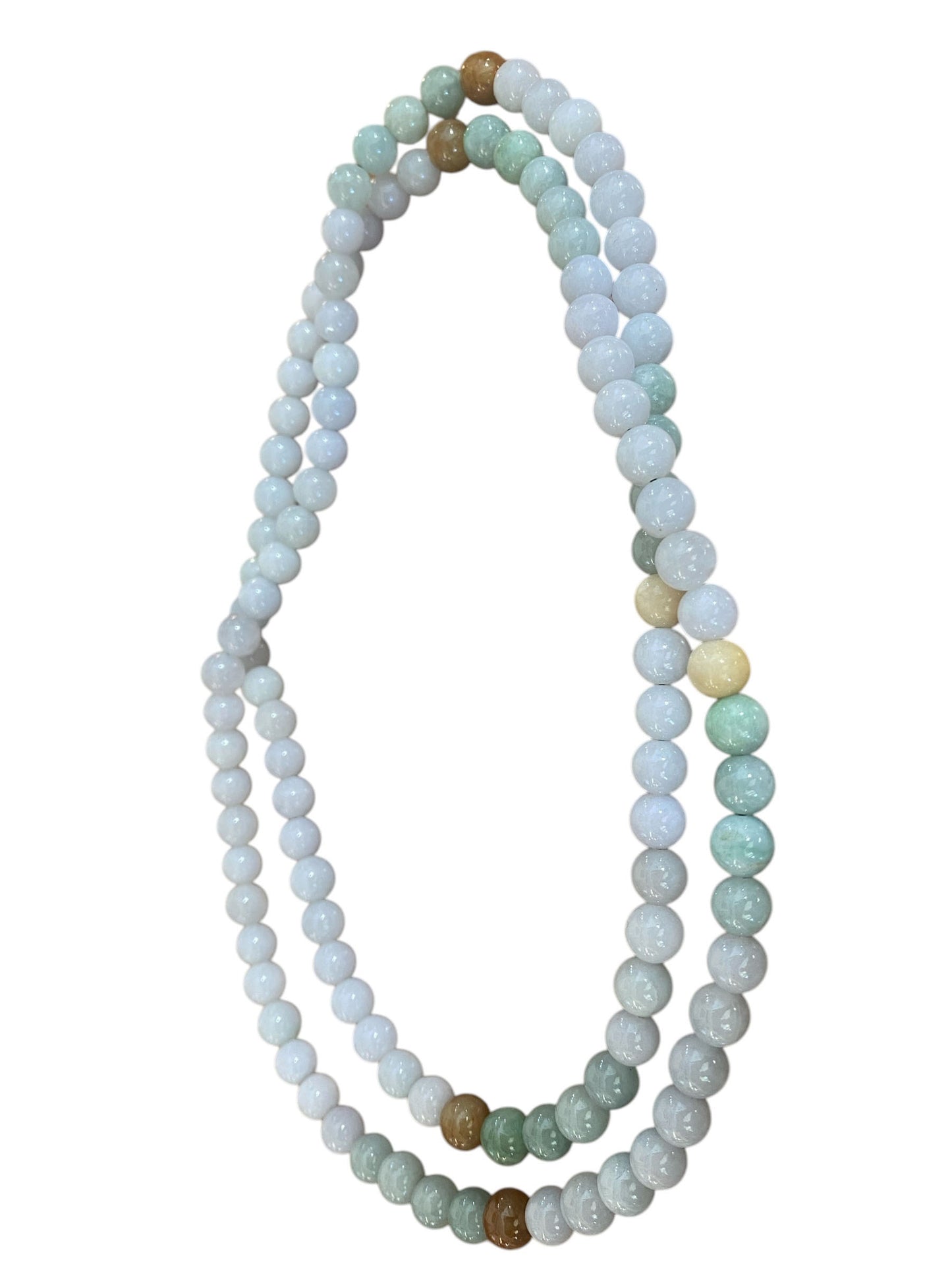 #6324 Superb Burmese Jadeite Jade Necklace Round Beads 15.5" H