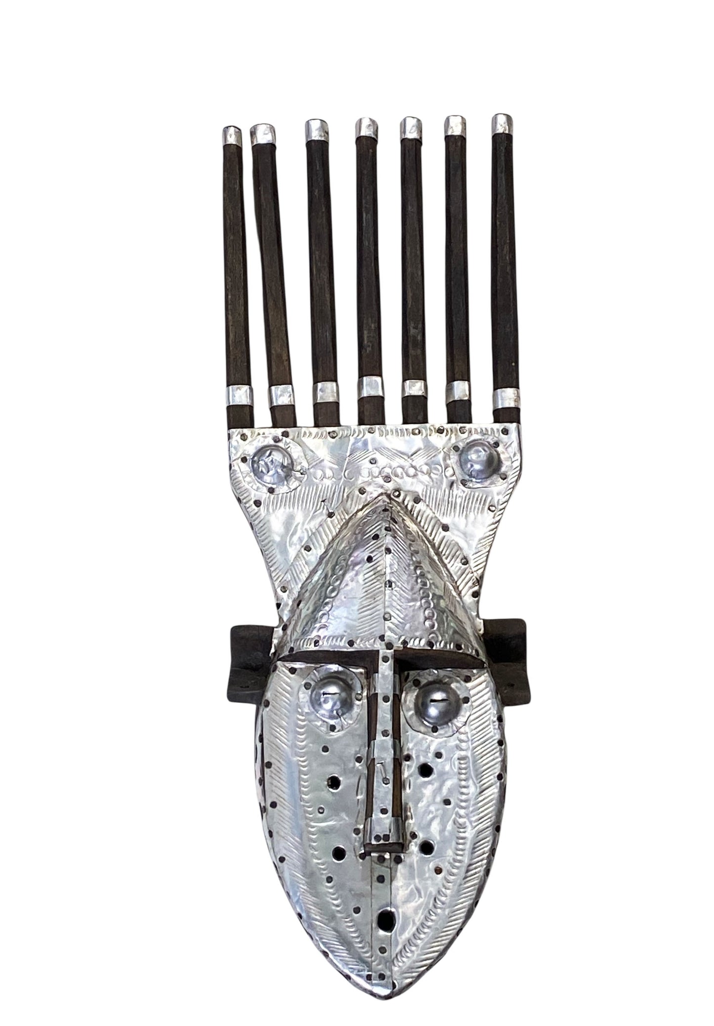 #7036 African Bamana Ntomo Marka Mask W/ Aluminum 21" H