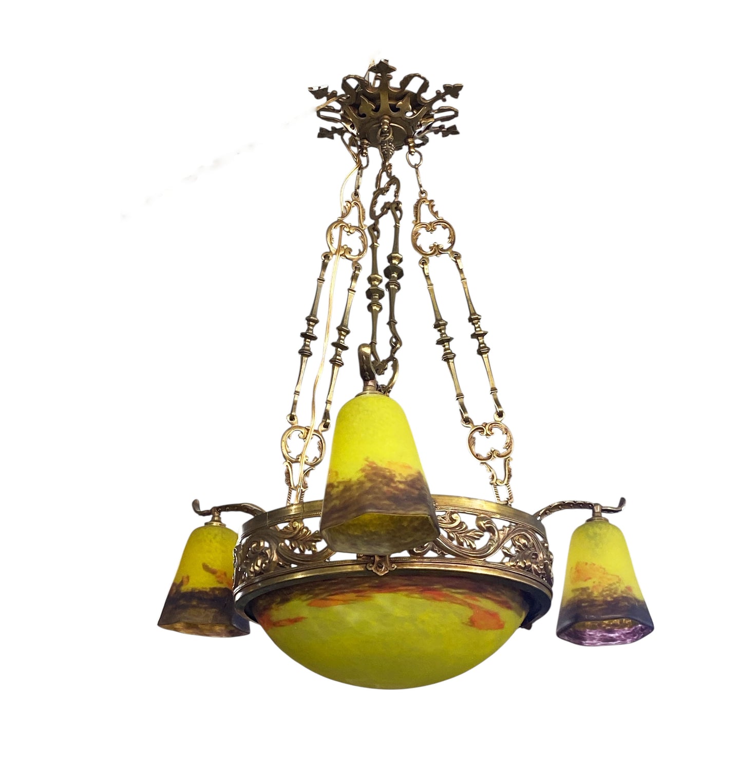 #53 French Art Deco Ceiling Light by  Verrerie d'Art Degué Paris  1930s