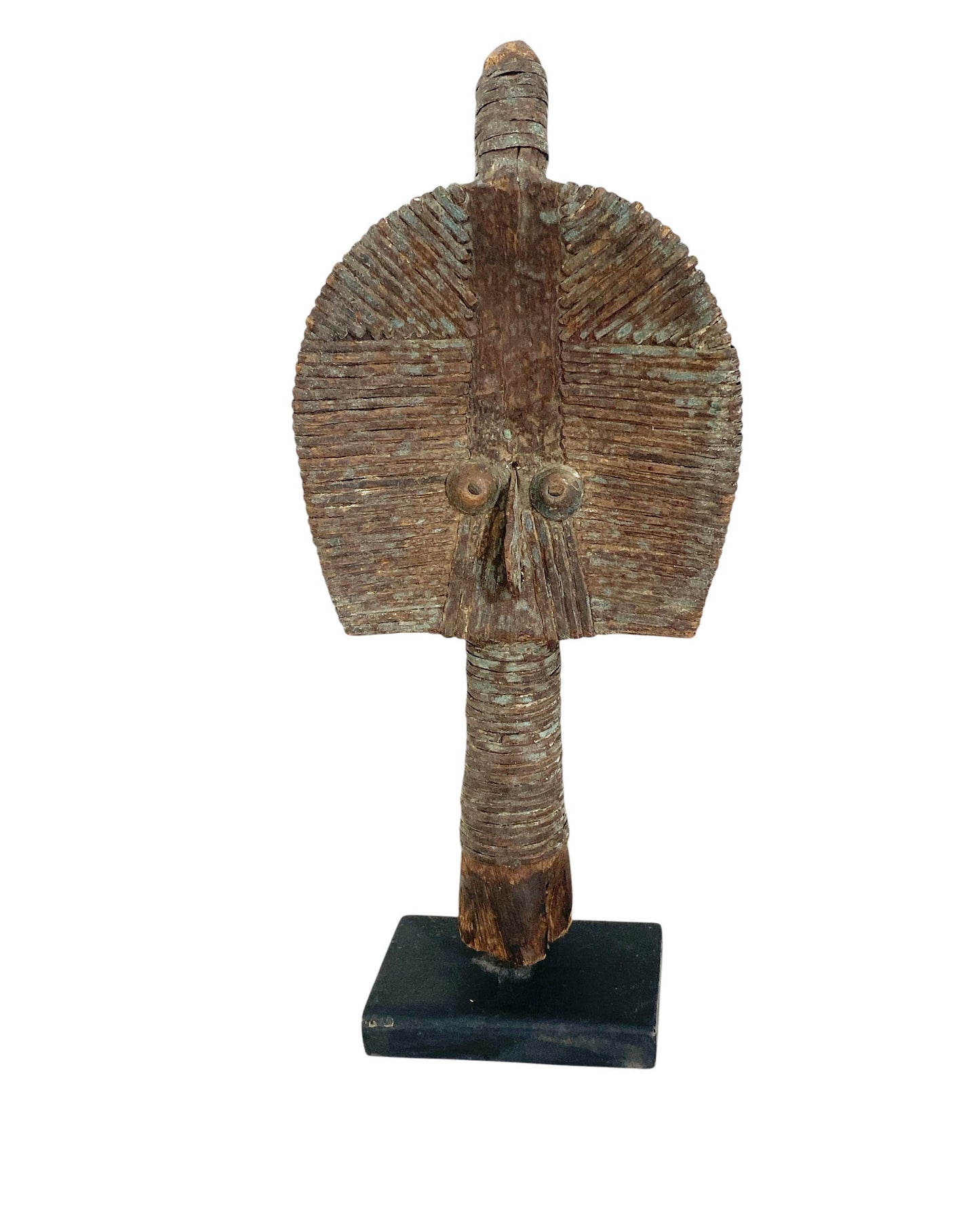#1139 Rare Old African Bakota Figure Brass Of A Naga  Gabon on Stand 11.5" H