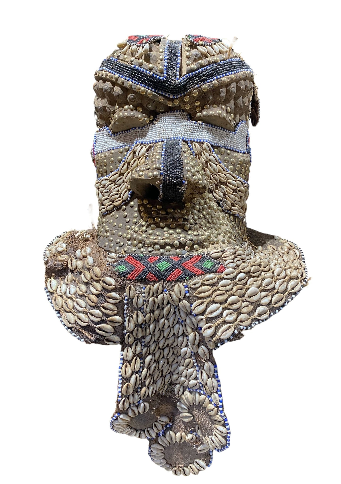 #682 Vintage Large African Tribal Kuba Royal Head Mask Congo