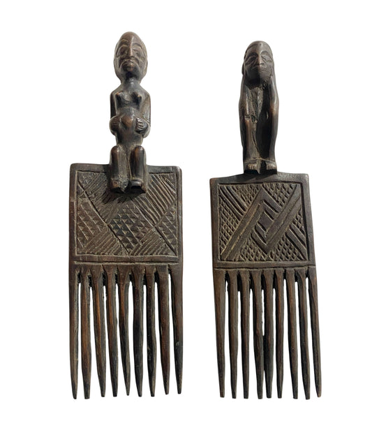 #1121 Hemba Wedding Combs w/ Couple Figures Congo S/2