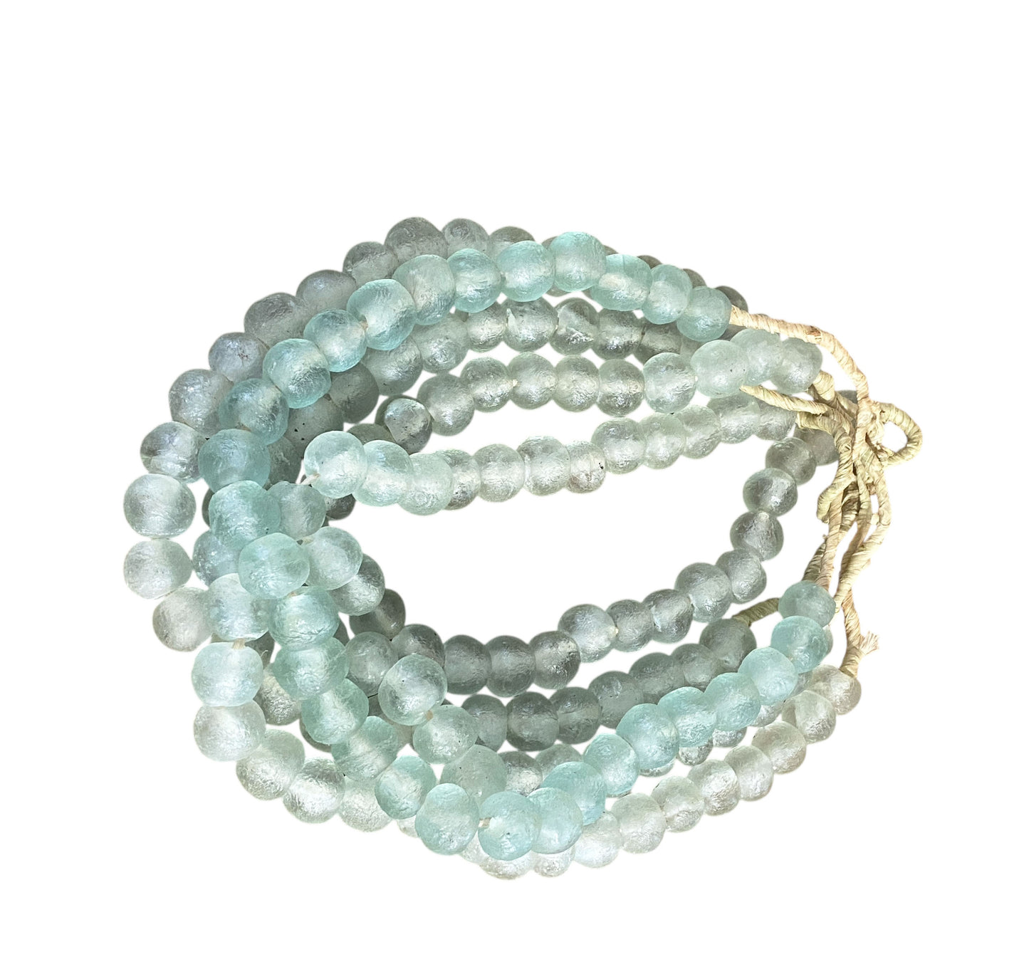 #1192  African Jumbo Glass Light Green Trading Beads Necklace One String