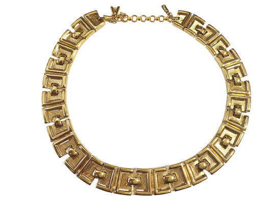 #7148 Vtg Monet Gold Tone Link Choker Collar Necklace Signed