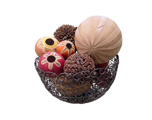 # 1A Iron Basket With 10 Decorative Balls