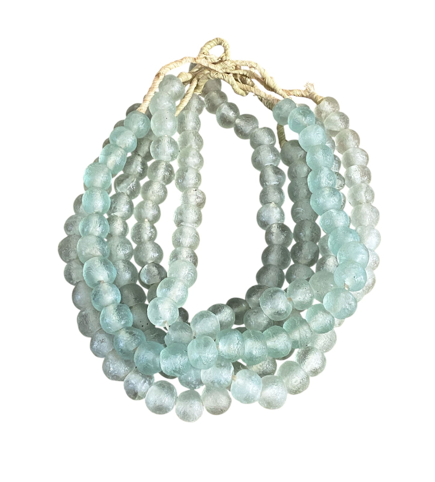 #1192  African Jumbo Glass Light Green Trading Beads Necklace One String