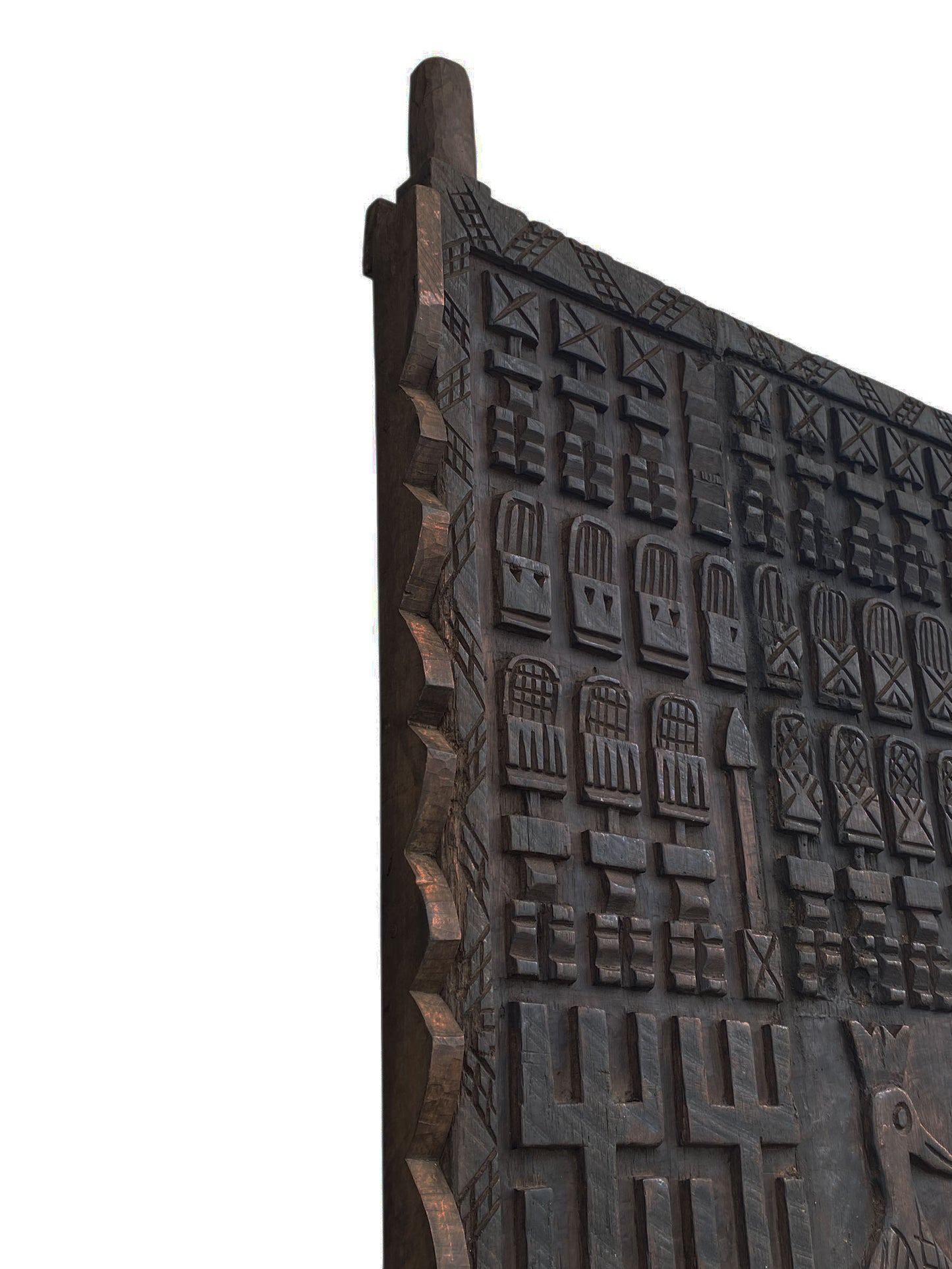#6827 Vintage Granary Dogon Door w/Nomoo Ancestors /crocodiles/ Mali African 82" H
