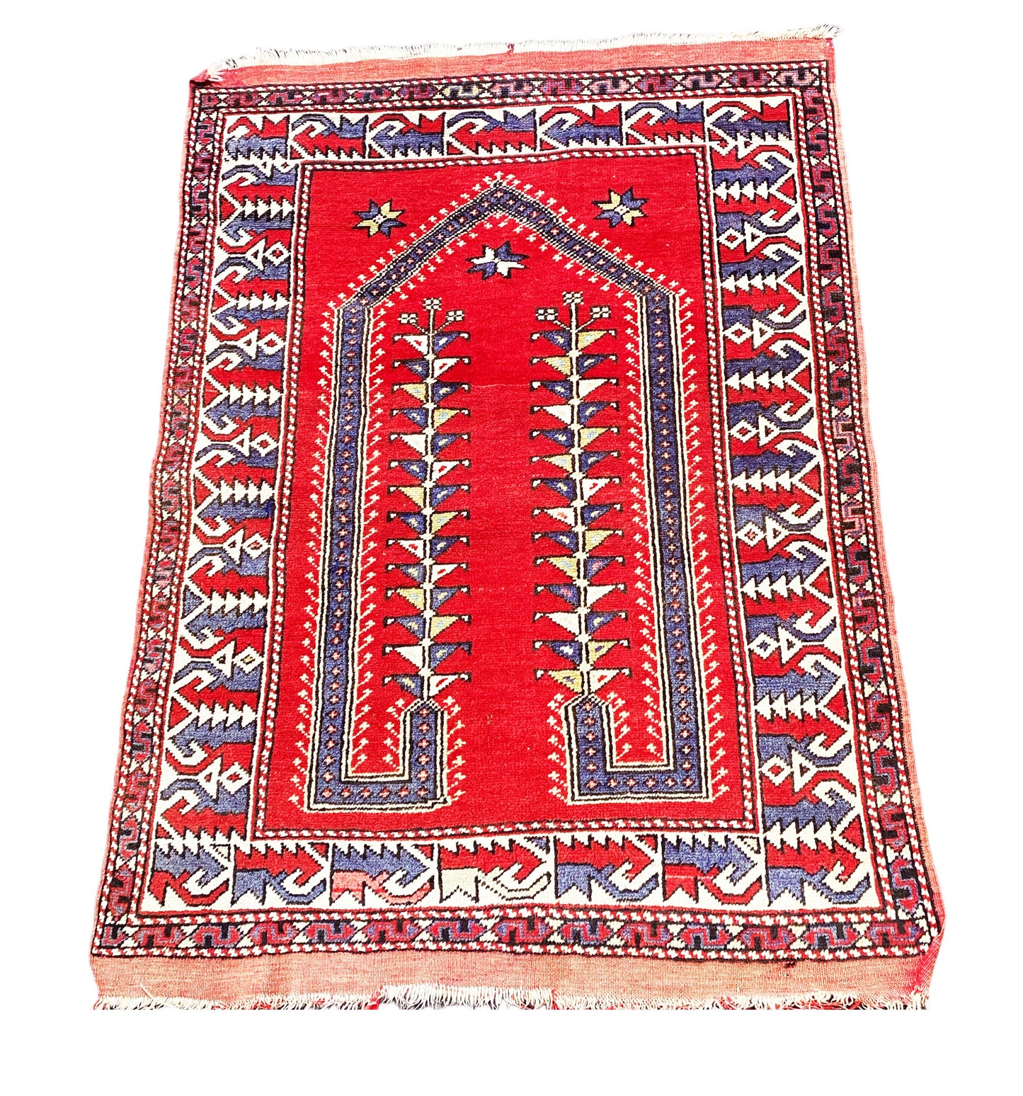 #3709  Caucasian Kazak Prayer Rug 4'4" by 3'2"