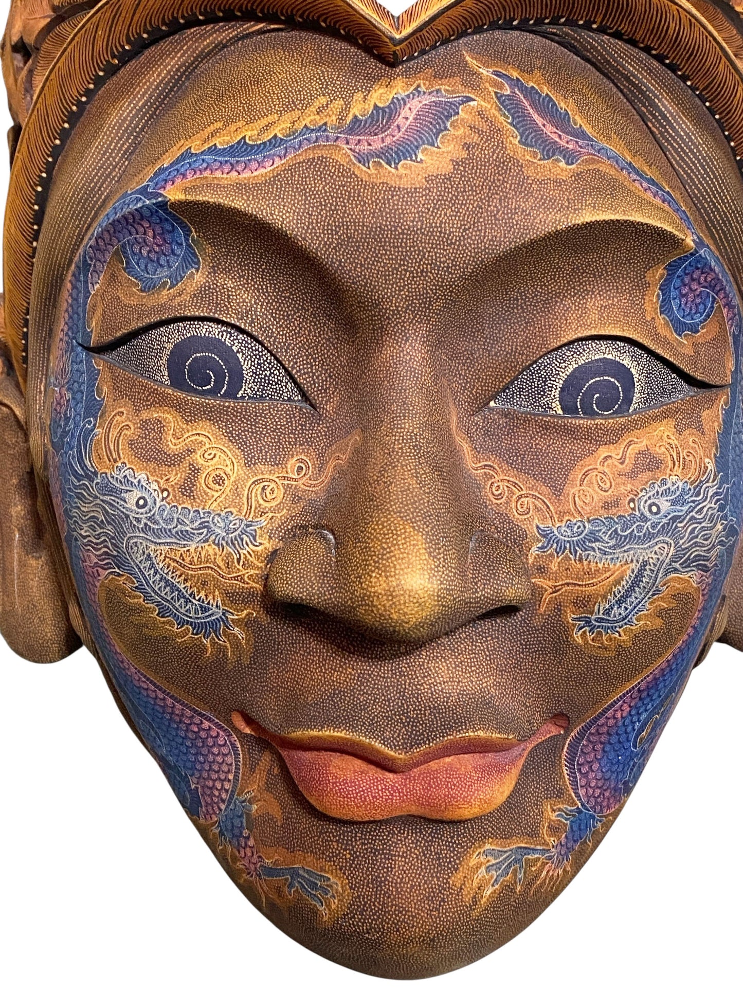 #659 Hand carved  Abstract Batik Topeng Wood Mask 15" H