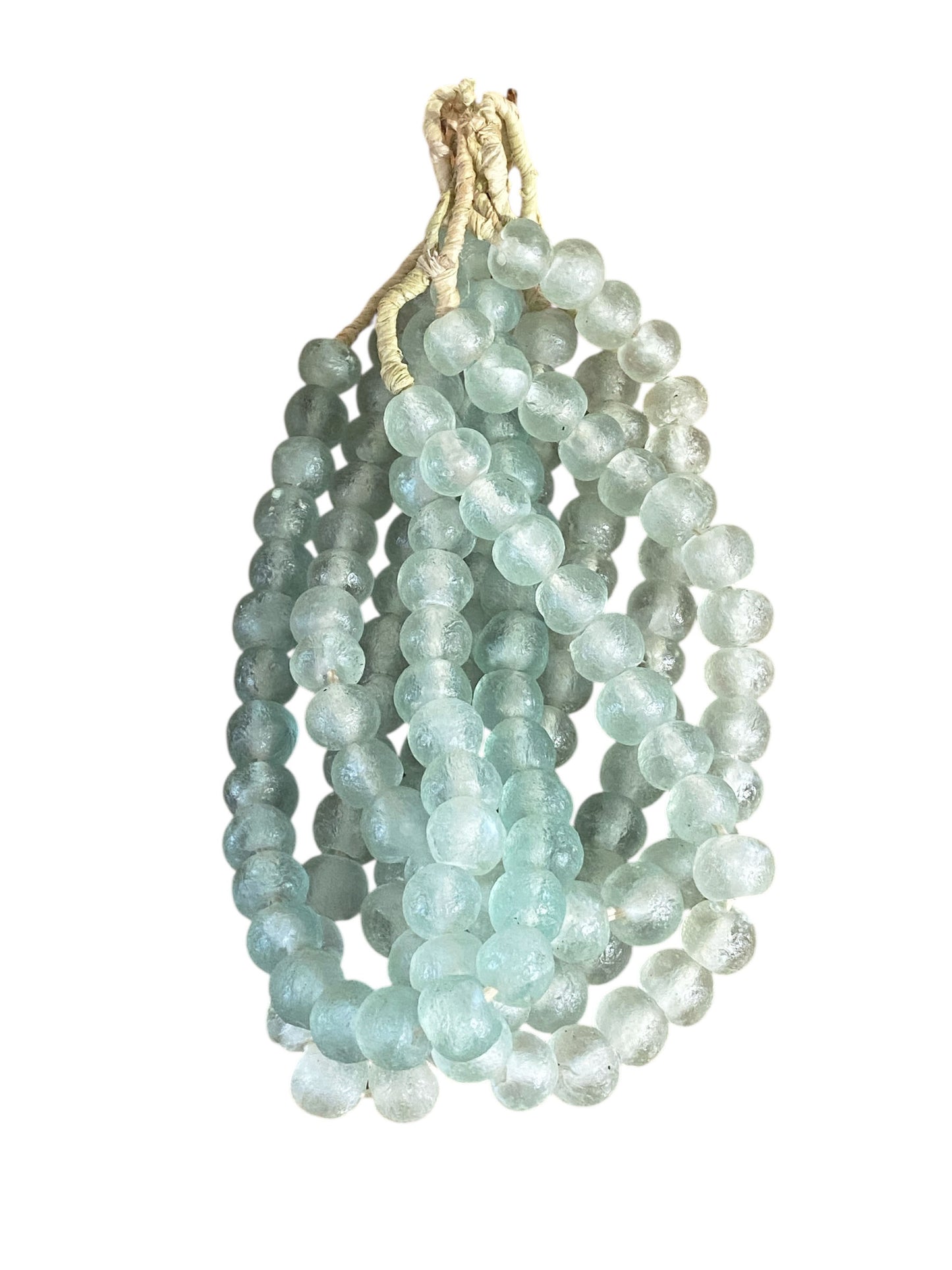 #1192  African Jumbo Glass Light Green Trading Beads Necklace One String