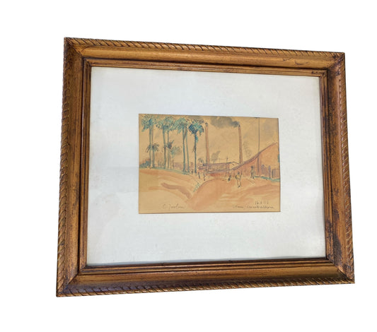 #88 Ottone Zorlini Listed  Brazilian Artist Water Color Painting Framed