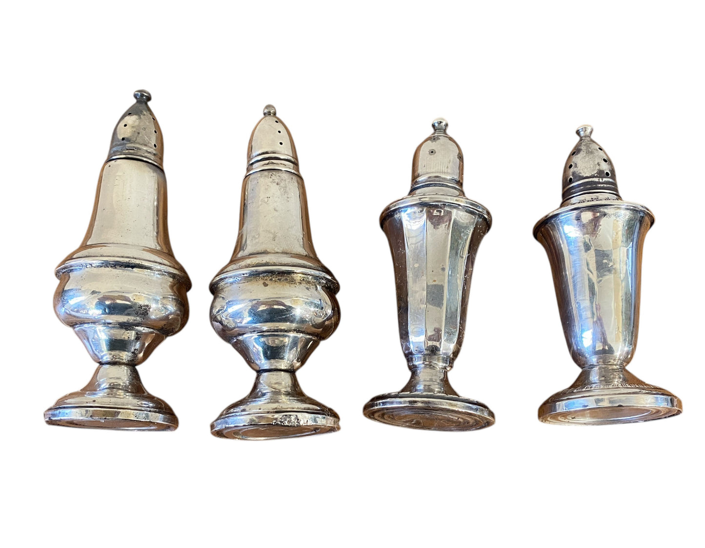 #295/194 Vintage Sterling Silver Weighted Glass Lined Salt or Pepper ShakersS/4