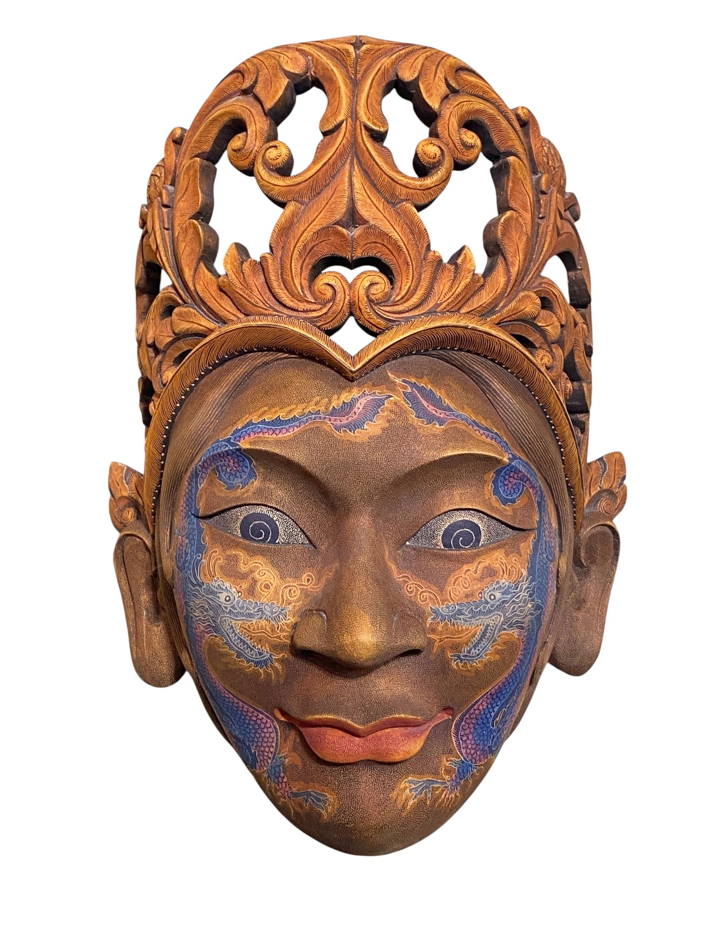 #659 Hand carved  Abstract Batik Topeng Wood Mask 15" H