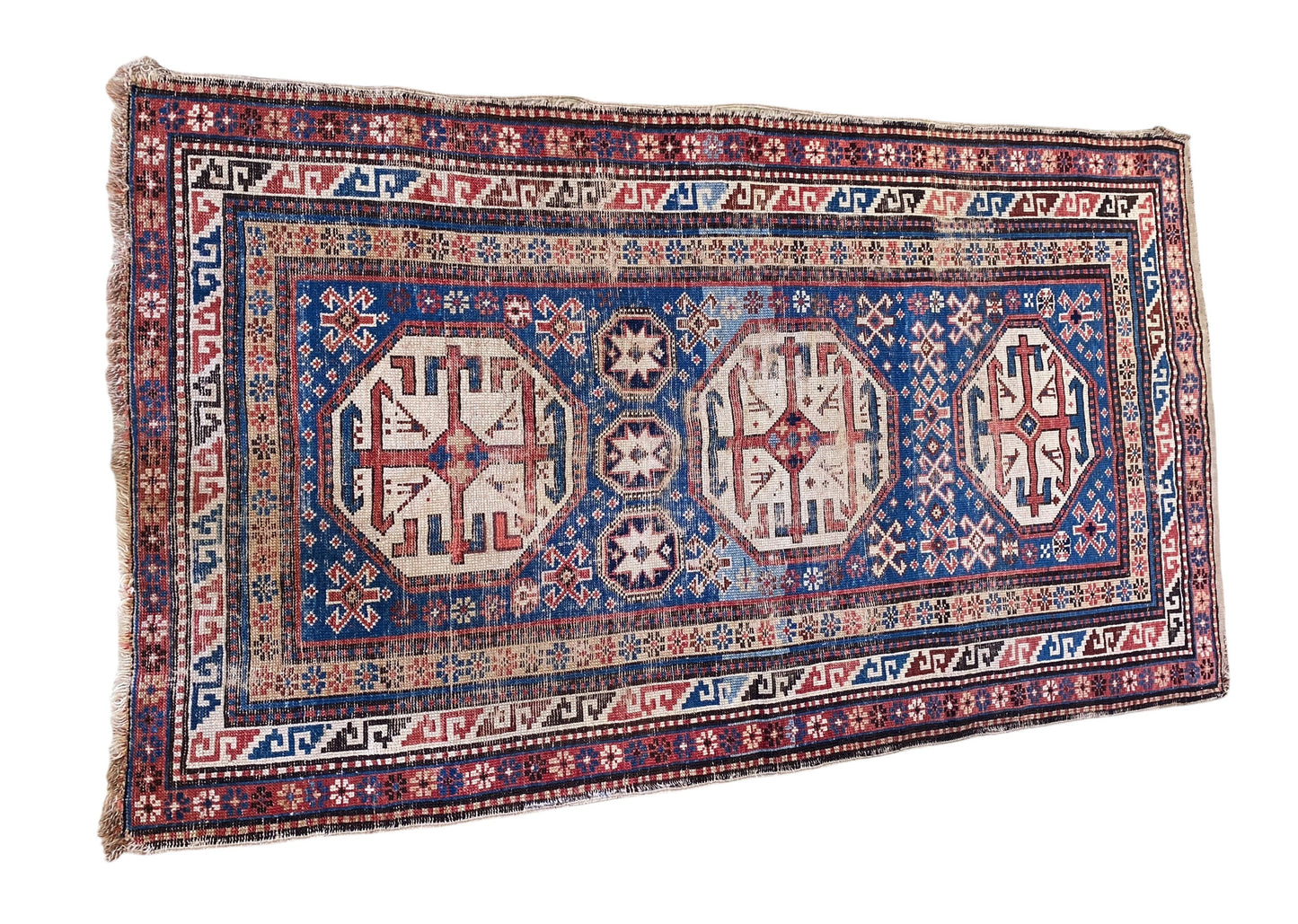 #519 Antique Kazak Handwoven Tribal Rug 38.5" by 68"