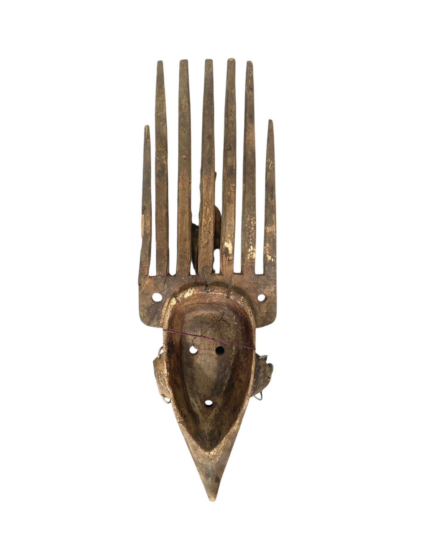 #1171 Vintage  African Bamana Ntomo Marka Mask W/ Aluminum 29.5" H