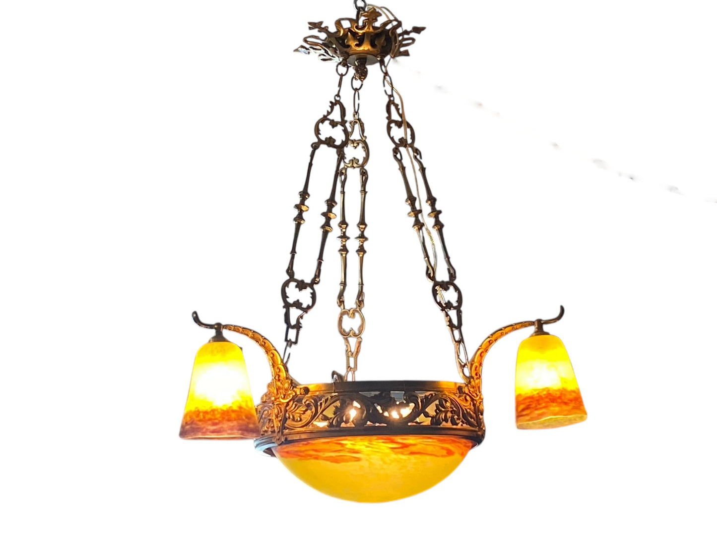 #53 French Art Deco Ceiling Light by  Verrerie d'Art Degué Paris  1930s